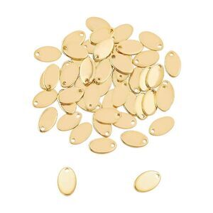 Unicraftale About 50Pcs Oval Gold Charm Hypoallergenic Metal Pendants Stainless